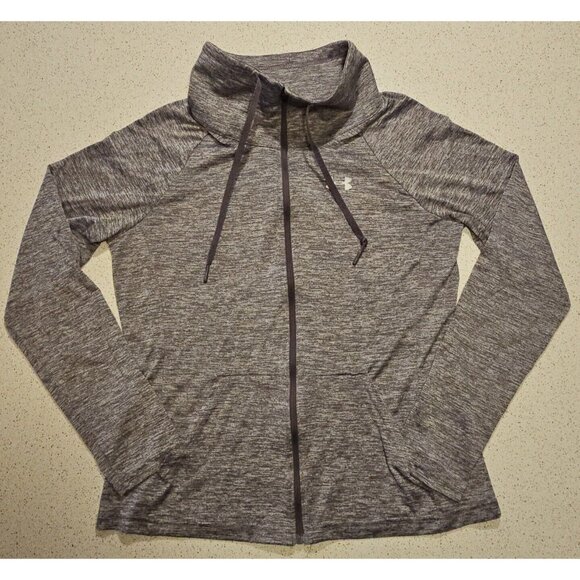 Under Armour Tech Twist Shirt Jacket Womens S Gray Heat Gear Funnel Neck Zip - Picture 4 of 9